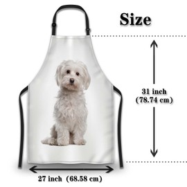 Olikked Garden Apron for Women Cute Dog Maltese Fur Canine Cooking Aprons for Men for Kitchen Cooking Restaurant BBQ Painting Crafting Gardening 27” (W) x 31” (H), Waterproof Aprons