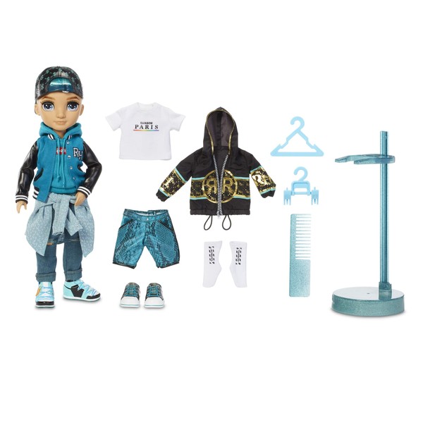 Rainbow High River Kendall – Teal Boy Fashion Doll with 2 Complete Doll Outfits to Mix & Match and Doll Accessories, Great Gift for Kids 6-12 Years Old