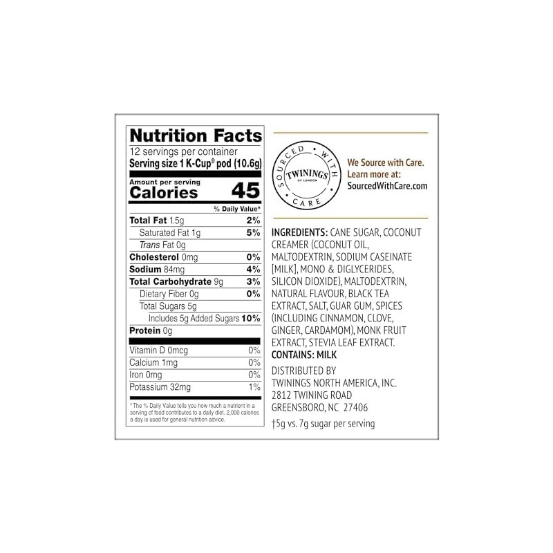 Twinings Chai Latte Tea K-Cup Pod for Keurig, Creamy, Slightly