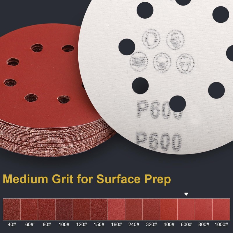 UQIPLB 100 PCS 5 Inch Sanding Discs 600 Grit Hook