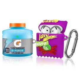 2-Pack Funny Case for Airpods 4 Cute (2024), 3D Cartoon Cute Airpods 4 Case Food Design Silicone Cover Compatible for Airpods 4 Case Airpod 4 Accessories with Keychain(Sport Water & Purple Potato)