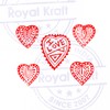 Decorative Motif Heart and Floral Wooden Printing Stamps (Set of