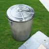 Plexon Outdoor Metal Trash Can with Lid, Galvanized Steel Outside