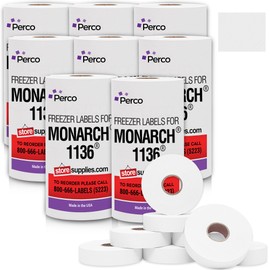 Perco Freezer Adhesives White Labels for Monarch 1136 Price Gun – Case of 8 Sleeves, 112,000 Pricemarking Labels Value Pack