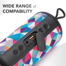 Music Sound - Speaker Vertical - Tragbarer Bluetooth 5.0-Lautsprecher – 5 Watt Leistung – Micro-SD-Steckplatz – Bluetooth-Reichweite 10 Mt. Akkulaufzeit 4h und Ladezeit 1,5h - Fantasie Dreiecke
