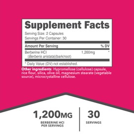 Ketologic Berberine HCl (1,200mg) 60 Capsules - Gluten-Free, 30 Servings