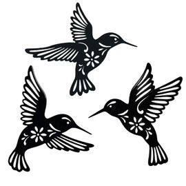 3 Pcs Metal Hummingbird Wall Art, Living Room Small Outdoor Wall Decor and Patio, Garden and Home Metal Art Decor, Indoor and Outdoor Hanging
