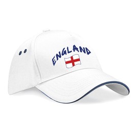 Supportershop Unisex England Baseball Cap, White, One Size, White