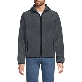 Lands' End Men's Anyweather Fleece Hooded Full Zip Jacket X-Large Dark Charcoal Heather