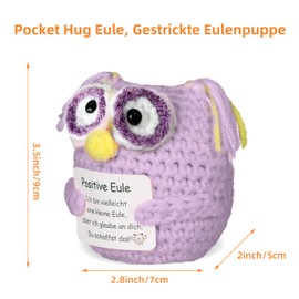 Aruigu Lucky Charm Knitted Owl Positive Gifts, Pocket Hug Owl Positive Potato Replacement, Courage Gift, Get Well Soon Gift, Lucky Charm Exam Gift (Purple)