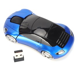 Sorandy Ratón Inalámbrico Coche 2.4GHz, Óptico Ergonómico Forma de Coche Deportivo 3D con Luz LED, 1600 dpi, USB, 3 Botones, Ambidiestro, Azul, para  