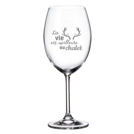 Verre gravé - La Vie est meilleure au Chalet - Verre à vin 20oz