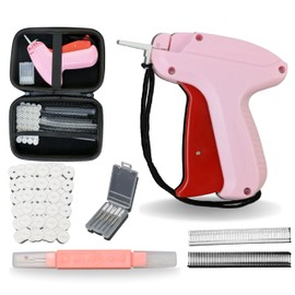 Stitchy Quick Clothing Fixer with Case: Mini Stitch Gun Kit for Clothes Sewing. Quick Clothing Stitcher Tag Gun with 6 Needles, 1000 Black & 1000 White Micro Fasteners, 240 Buttons & Cord Removal