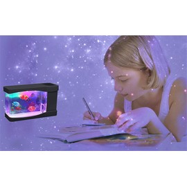 Lightahead® Artificial Mini Aquarium A Sensory Multi Colored LED Swimming Fish Tank with Bubbles