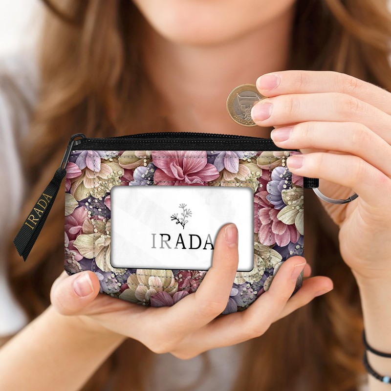 IRADA ID Case Wallet Keychain with Clear ID Window Zipper