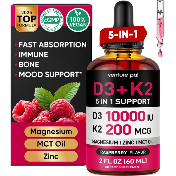 Venture Pal 5-in-1 Vitamin D3 10000 IU & K2 as