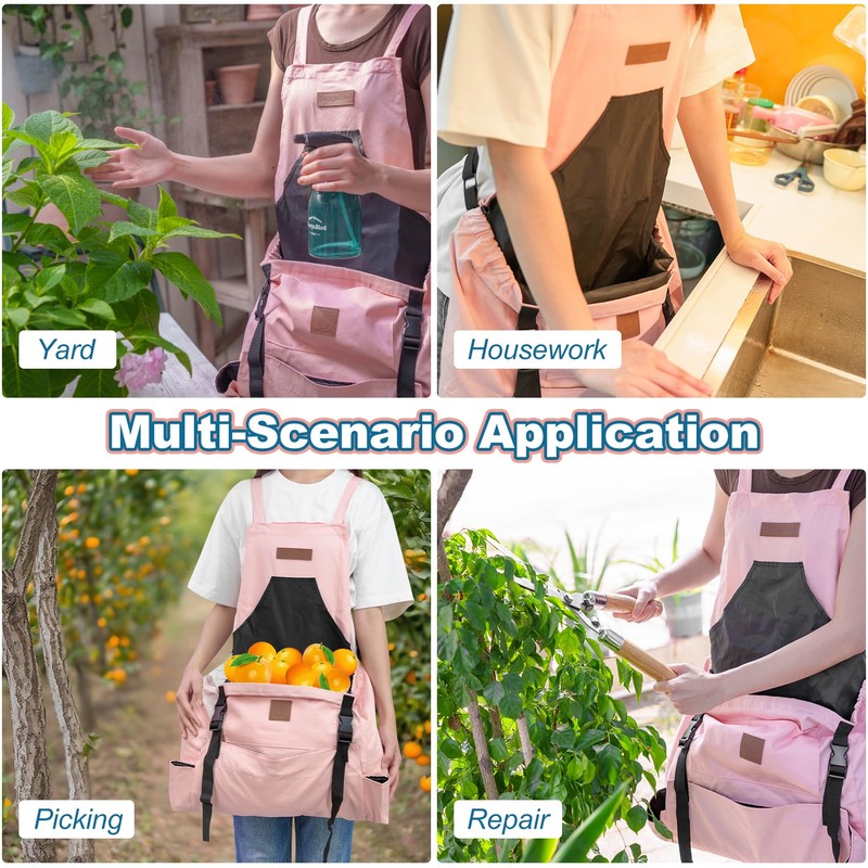 Berry&Bird Harvest Apron, Canvas Gardening Apron with Pockets and Harvesting