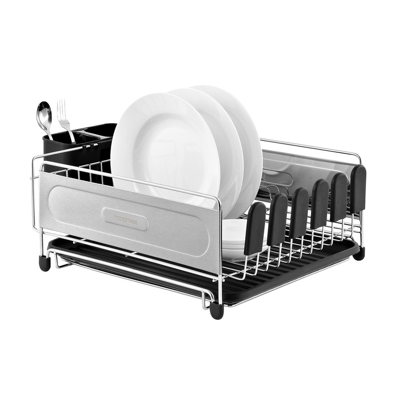 happimess DSH1000A Compact 17.25' Fingerprint-Proof Stainless Steel Dish Drying Rack,