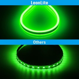 LEONLITE 50FT LED Neon Rope Lights, Flexible Festival Decoration Decoration, Outdoor IP67 Waterproof, 120V UL Plug, ETL Connectable LED Neon Strip Lights for Shop Sign, Max 3 Sets(150FT), Green Light