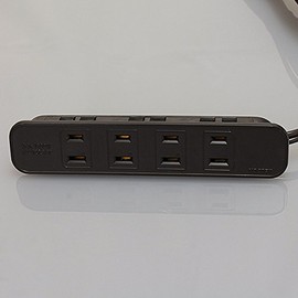 Noah NC1517 Furniture Outlet for Furniture, 4 Outlet Outlets, Black, VFF Cord, 6.7 ft (1.9 m), One-touch Type, Up to 1500W, Black