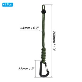 [PATIKIL] Badge Lanyard with Hook 26cm 4pcs Braided Wrist Keychain Strap Adjustable Cord Lock Key Wallet for Outdoor Army Green