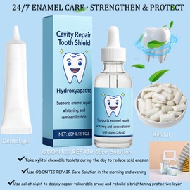 Nudenta Odontic Repair Tootharmor – Nano Hydroxyapatite Remineralization Complex for Cavity Repair, Enamel Strengthening, Teeth Whitening & Lasting tootharmor – 60ml (4-Piece, Dental Protection Set)