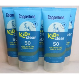 COPPERTONE CLEAR SUNSCREEN KIDS CLEAR 50 COOL BLUE TINT RUBS IN CLEAR 5 OZ 5 PCS