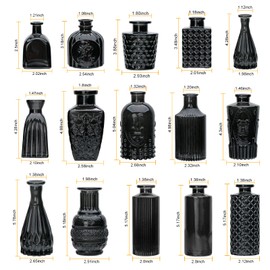 Brajttt Glass Bud Vase Set of 18,Glass Vintage Vases for Flowers,Black Bud Vases in Bulk for Rustic Wedding Decor,Table Centerpieces,Decor Centerpiece for Bathroom