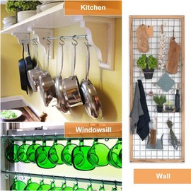 JUTOSU S-Shaped Hooks, S Hooks, Stainless Steel, Small, Large, Storage, For Closets, Kitchens, Bathrooms, Verandas, Offices, Rust-free, Stylish, S-Hook Load Capacity, 22.0 lbs (10 kg), One-Piece Molded S-M-L, 5 Pieces (Set of 15)