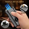 XIFEI 5-in-1 Cigar Lighter with Triple Jet Flame, Refillable Butane