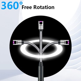 Electric Lighters, Plasma Arc Candle Lighter Rechargeable Lighter with LED Battery Display, 360° Flex Wand USB Long Lighter for Scented Candles, BBQ Grill & Camping - Windproof Design Lighters
