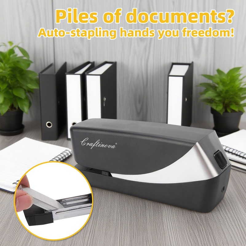 Craftinova Electric Stapler,Automatic,Inclued 2000 Staples and 1 Staple Remover, Heavy