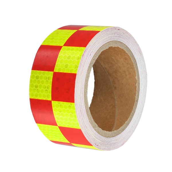 ACROPIX Universal 5cmx10m Fluorescent Yellow and Red Plaid Car Reflective