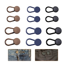 12 Pcs Button Extenders for Jeans, Waist Extender for Jeans, Button Extender, Pants Button Extenders for Men, Button Extender for Pants, Jeans Button Extender (Black, Khaki, Blue)