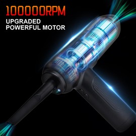 Compressed air Duster - 2 in 1 100000RPM Electric Air Blower, 7600mAh Battery Cordless Dust Blower for Keyboard Cleaner- car Duster - PC Duster Electric air Duster,Rechargeable AIC Can for Office Comp