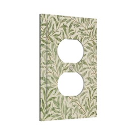 LOLREAI Decorative Outlet Covers Vintage Morris Willow Leaf Green Leaves 1 Gang Wall Plate Receptacle Duplex Light Switch Cover Plate Single Dual Plug Covers Electrical Switchplate Faceplate