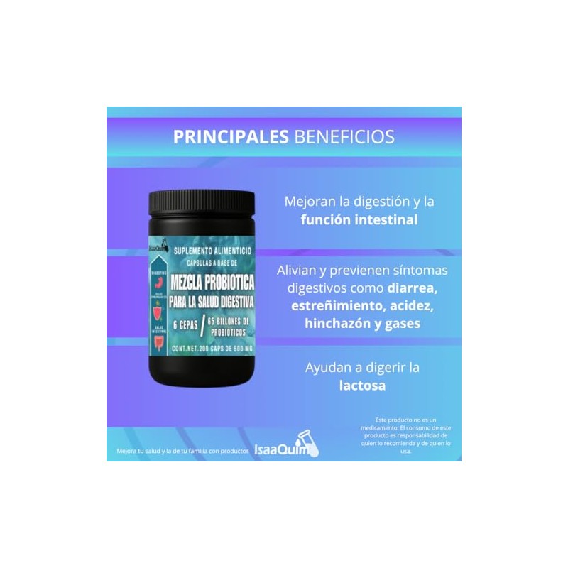 IsaaQuim Mezcla Probiótica Salud Digestiva 6 Cepas
