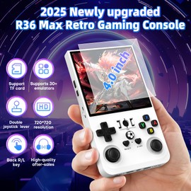 R36 Max Retro Handheld Game Console, Video Game Console with 64G Built-in 18000+ Games, 4000mAh Rechargeable, Support 30+ Simulators, Linux System, 4.0 Inch IPS Screen Portable Pocket Arcade, White