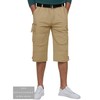 KEFITEVD Men's 3/4 Cargo Shorts Loose Fit Multi-Pocket Elastic Long