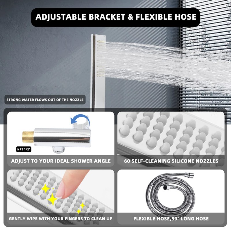 Backnets Solid Brass Handheld Shower Head Arc Design High Pressure