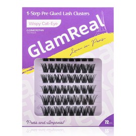 GlamReal Self Adhesive Lash Clusters Wispy Cateye DIY Lashes Press-On Lashes No Glue Needed False Eyelashes Extensions with 0 Burden Feel (Wispy Cateye) by GlamReal