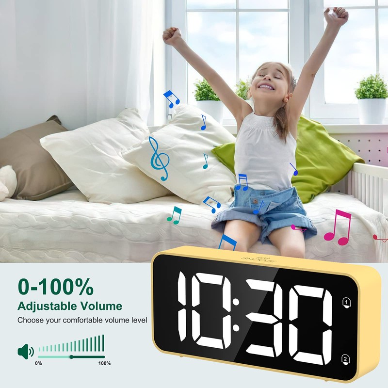 HERMIC Alarm Clock Bedside Clock Large Digital Led Display, Full-Range