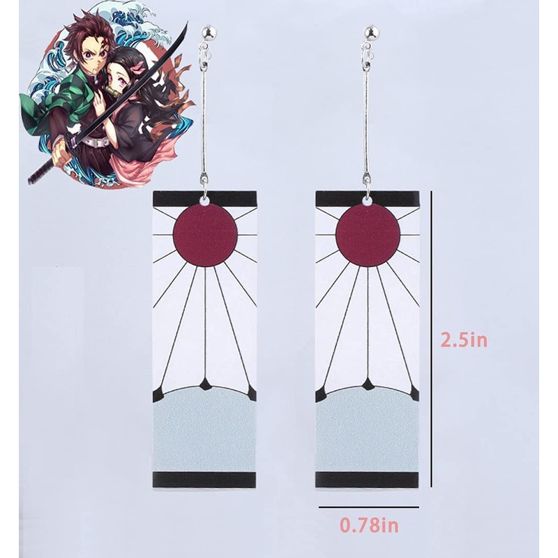 KitsKap Tanjiro Earrings Hanafuda Tanjiro Cosplay Earrings Anime Jewelry Accessories