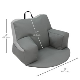 FDP SoftScape Relax-N-Read Bean Bag Chair with Supportive Back Rest, Storage Pockets and 1/2 inch Thick Foam Floor Cushion, Portable Seating for Kids Age 2-6 yrs (2-Pack) - Gray/Light Gray, 12367-GYLG