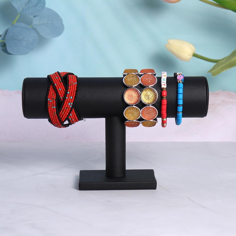 Bocar Black Velvet Bracelet Display Stand Jewelry Bangle T-Bar Display