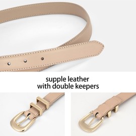 YooAi Womens Belt Fashion Leather Wais Belt for Jeans Pants Dresses with Gold Buckle, Khaki, S: Fit Waist 26"-32"