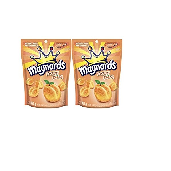 Maynards Fuzzy Peaches candy - 2 pack (2 x 355 grams bags)