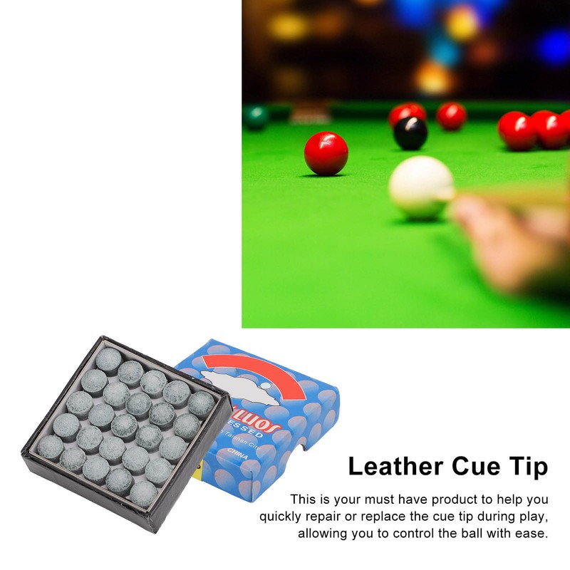 50Pcs Snooker Pool Cue Tips Grade A Leather Billiard Cue