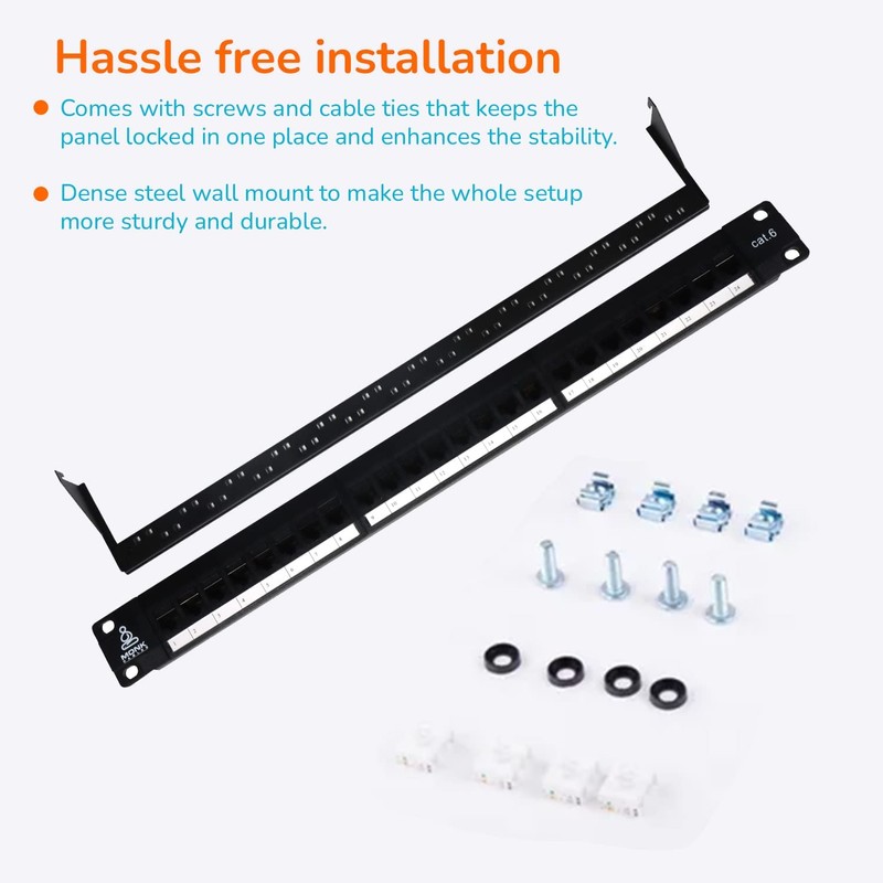 MONK CABLES | CAT6 Patch Panel | Inline | 24