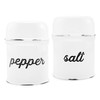 AuldHome Salt and Pepper Shaker Set; Rustic White Enamelware Retro